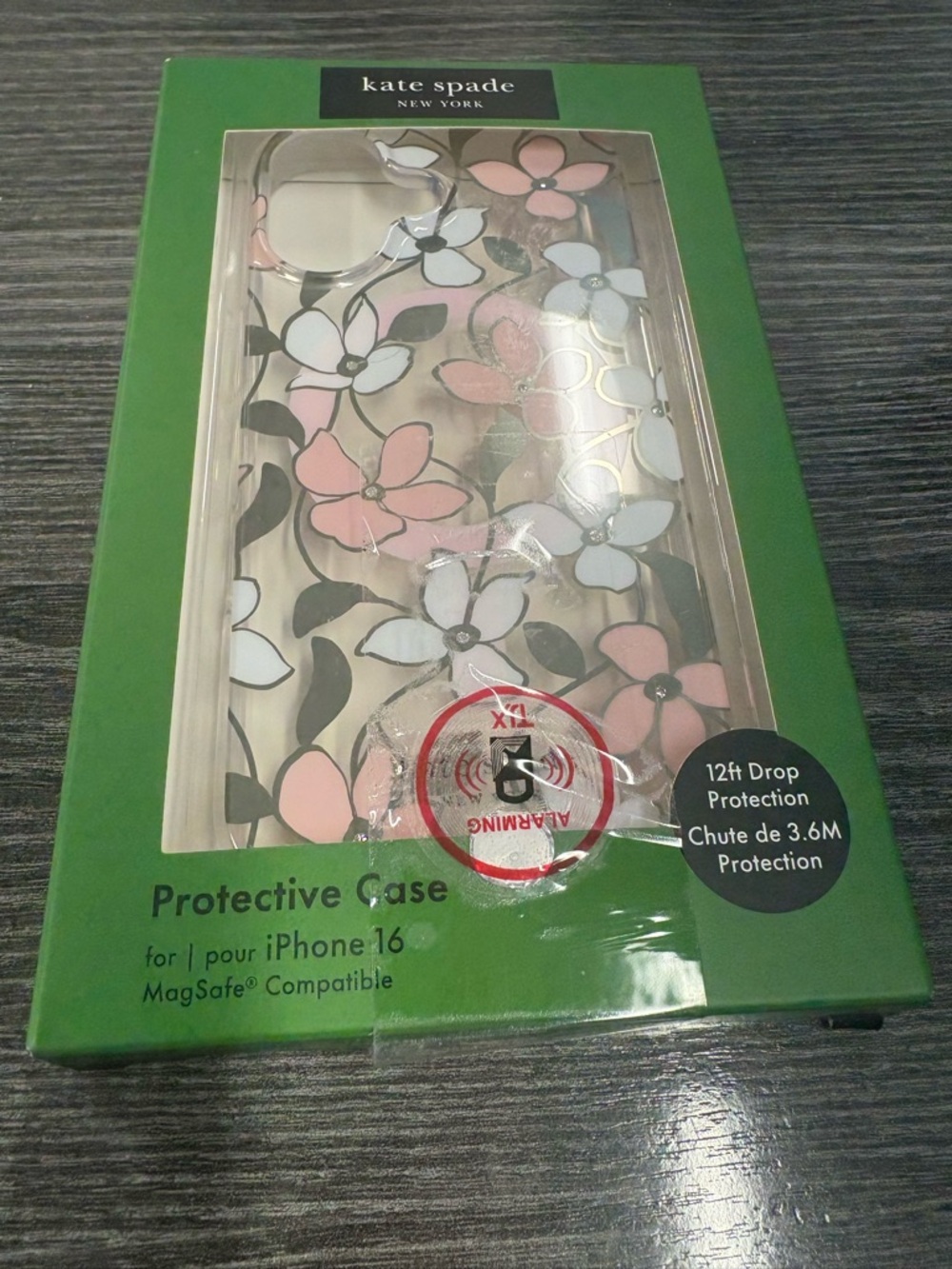 kate spade Pink, White & Black Floral iPhone 16 Case